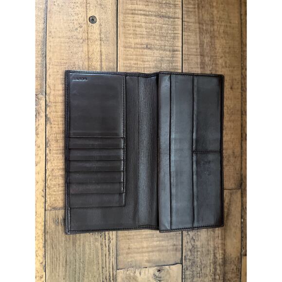 Vintage Loewe Brown Leather Long Bifold Wallet Card Holder - Picture 4 of 11